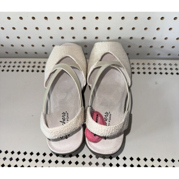 Skechers Parallel Jellyroll Womens Wedge Sandals Slides Size 8 Cream Memory Foam - Picture 2 of 9